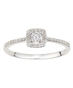 9K (375) witgoud: 1,4 gram; # Diamant: 0,22 ct