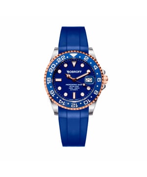 Bobroff BF0006-CA - Reloj para unisexo automático acero inoxidable• material: acero inoxidable• cristal: saphir• pulsera: goma• correa: azul• resistencia al agua: 1000 m (100 ATM)• tamaño de la caja: 41 mm