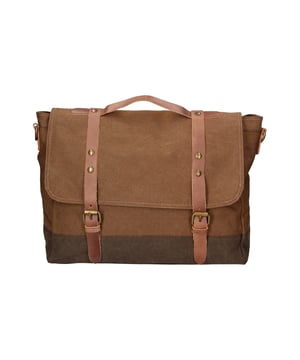 Bolso bandolera unisex en lona y piel genuina. Producto artesanal