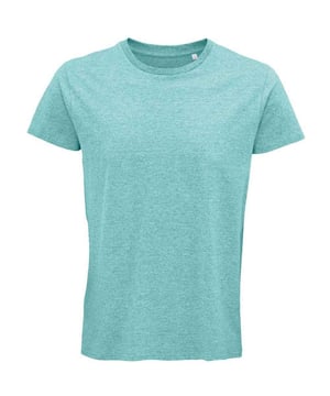 60% Bio-Baumwolle, 40% Recyceltes Polyester. Design: Meliert. Passform: Schlauchförmig. Ausschnitt mit Band, Doppelnadel-Stich, Größenetikett ohne Markennamen. GSM (Gramm pro Quadratmeter): 150. Nachhaltigkeit: Amfori-Freigabe, BSCI, Fair Wear geprüft, Oeko-Tex Standard 100 zertifiziert, PETA-geprüftes Vegan, REACH, Textilbörse-zertifiziert. Rundhalsausschnitt, gerippt. Kurzärmlig.