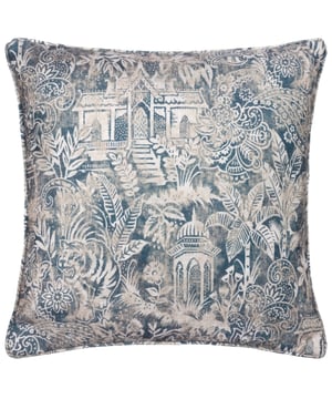 In bold, deeper tones, Wylder Tropics encapsulates the beauty and richness of exotic, distant landscapes. The Bengal reversible cushion, in magnificent detail, displays the powerful Bengal Tiger surrounded by a jungle scene. Printed on luxurious chenille fabric and available in a range of modern, tonal colours, this design will certainly be a conversational piece with all who see it.