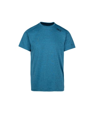 92% Polyester, 8% Elastane. Fabric: Knitted, Marl. Design: Stripe Detail. Neckline: Round Neck. Sleeve-Type: Short-Sleeved. Fabric Technology: Anti-Bacterial, DLX, Quick Dry.