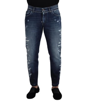 Marca: Dolce & Gabbana  
Estilo: Modelo regular  
Color: Lavado azul  
Talle: Corte regular  
Cierre de cremallera y botón  
Detalles con logo  
Hecho en Italia  
Material: 100% algodón