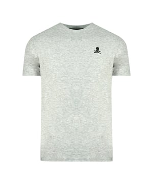 Philipp Plein Skull en Crossbones Logo Grijs Ondergoed T-Shirt. Philipp Plein Grijs T-Shirt. Stretch Fit 95% Katoen, 5% Elastaan. Plein Merken Skull en Crossbones Logo. Korte Mouw T-Shirt, Ondergoed Collectie. Stijlcode: UTPG11 94