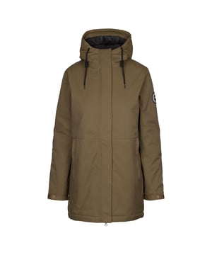 Outer Materials: 61% Cotton, 39% Polyamide. Lining Material: 100% Polyester. Filling Material: 100% Polyester. Lining: Faux Fur, Fleece. Fabric: TPU Membrane. Design: Plain. Fabric Technology: Breathable, DLX, Waterproof, Windproof. Neckline: Hooded. Sleeve-Type: Long-Sleeved. Padded, Taped Seams. Hood Features: Adjustable, Drawcord, Grown On Hood. Length: Long. Pockets: 2 Lower Pockets, Inner, Zip. Fastening: Full Zip, Stormflap. Waterproof Rating: 10000mm. 5000g/m²/24hrs. XXS: 31 in. XS: 32 in. S: 34 in. M: 36 in. L: 38 in. XL: 40 in. XXL: 42 in.