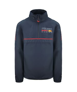 Beat the wind with the new Red Bull Racing windbreaker jacket, featuring 3 colour back neck tape, team logo prints and concealed collar hood.
