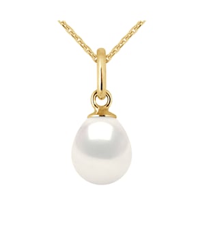 Gelede Pendant Bail - Yellow Gold 750 duizendste - Zoetwater gekweekte parel 6-7mm pear - Wit - Deze hanger wordt geleverd met een vergulde gouden ketting aangeboden - Wordt geleverd in een koffer met een certificaat van echtheid en een internationale garantie - Al onze sieraden zijn In Frankrijk.