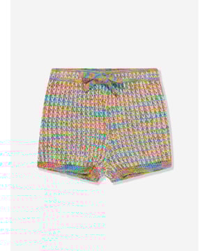 Australian label Zimmermann create their own unparalleled preferences for colour and craftsmanship. These August textured knit shorts in multicolour capture the label's dedication to high quality and distinctive concepts. Depicted in a multi-hued textured knit design with squirrel badge motif embroidered on the front. A matching polo is also available for that extra edge. Pure Cotton Drawstring-Tie Fastening Elasticated Waistband 100% Cotton