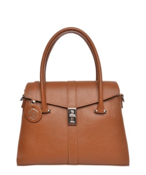 Bolso 
100% cuero de vaca 
Bolsillo con cierre superior 
Cierre delantero con hebilla 
Compartimento interno con cremallera 
Bolsillo interno con cremallera 
Dimensiones: 21x27x11 cm 
Mango: 47 cm 
Correa de hombro: 120 cm