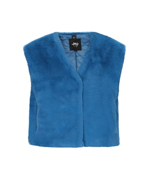 Geef je wintergarderobe een boost met dit funky, mouwloze vest met kort bont. De zachte buitenkant en binnenvoering zorgen voor warmte en comfort, perfect voor koude dagen. Met een V-hals, verborgen sluiting en rechte zoom biedt het een casual maar stijlvolle look. Dit wintervest is gemaakt voor een moderne jonge vrouw en houdt je het hele seizoen lang behaaglijk.  Waistcoat