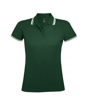 Ladies fit. Ribbed collar and cuffs with contrast double stripe tipping. Three button placket with matching buttons. Taped neck. Side vents. Twin needle hem. 100% ringspun Cotton. Ladies size: S(8/10), M(10/12), L(12/14), XL(14/16), XXL(16/18).