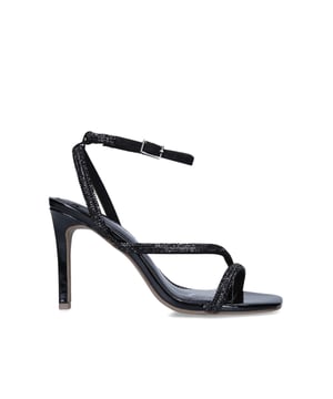 The Paparazzi upper is in black with small jewels across each of the straps with a buckle fastening on the ankle. Heel height: 90mm.