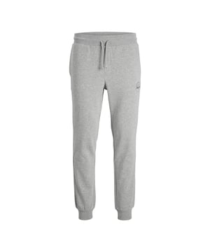 Nothing is comfier than a pair of sweatpants that you can feel snug in! Get your hands on this pair of green mid-rise sweatpants from our SS '21 collection that gives you the best of both worlds - comfort and style. Pair it with a white crew-neck T-shirt and sneakers to pull off that effortlessly laid-back look. Throw on a bomber jacket to create an athleisure that is on point.

Features:
Sweatpants with ribbed cuffs
Cotton fabric for a soft and comfortable wear
Elasticated waistband with drawstring
Logo print at the side pocket
Material: 70% Cotton, 30% Polyester

Washing Instruction:
Machine wash at max 40°C under gentle wash program
Tumble dry on low heat settings
Hang Dry

Iron Temp: Medium temp. Highest temp. 100°C

Note: Do not bleach, Dry clean (no trichloroethylene)

Package Includes: Jack & Jones Gordon New Soft Sweatpants