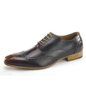 Whether it's classic black or tan leather a smart pair of shoes are an essential in every man's wardrobe. Frank James are proud to offer this classic yet modern looking shoe. Made from quality real leather with a Hi-Shine rub off finish these will complete any look. These shoes are supplied new and boxed with two sets of laces on a handmade composit sole with cusion insoles.