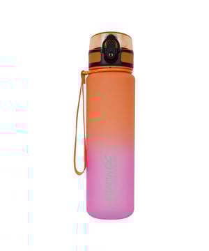 80% Tritan Copolyester Plastic, 10% Thermoplastic Elastomer, 10% Polycarbonate. BPA-Free Plastic, Lightweight. Flip-Top Lid, Leakproof. Capacity: 0.6L. Sustainability: Reusable.