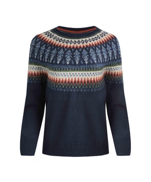 79% Acryl, 20% Gerecycled Polyester, 1% Elastaan. Stof: Gebreid. Ontwerp: Eerlijk Isle. Hem: Ribben. Mouwtype: Met lange mouwen. Manchet: Ribbel. Hals: Ronde Hals. Pasvorm: Relaxed model. Bevestiging: Trek aan de achterkant. Duurzaamheid: Milieuvriendelijk. 8 VK: 33 in. 10 VK: 35 in. 12 VK: 37 in. 14 VK: 39 in. 20 VK: 45,5 in. 22 VK: 47,5 in. 18 VK: 44 in. 16 VK: 41 in.