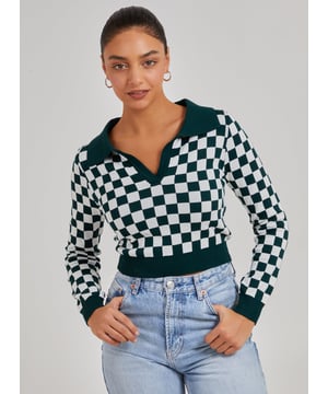 Shop our Notch Collar Checkered Top and feel great this season. With collard neckline, this top is perfect for any occasion.