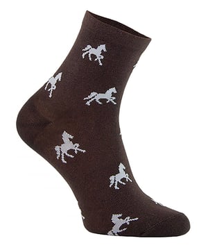 COMODO - Ladies Low Cut Equestrian Ankle SocksComodo has been providing high-quality socks for men and women since 1996. They sell a range of socks for hiking, cycling, hunting, skiing, and now, horse riding! Whichever type of socks you wear, your feet are bound to feel comfortable and warm, no matter the weather or environment!These specific socks are designed for horse riding and are ideal for the summer months, but they're also perfect if you just want to stay comfortable while looking cute. These socks are made from cotton rich fibres which means they are very soft and make sure to keep your feet comfy during your afternoon ride.They come in five different colours which are: Black, Navy, Grey, Brown and Fuchsia and also feature cute horse patterns that are sure to bring a smile to the face of any horse lover. Comodo riding socks are sure to look great and maintain their condition wear after wear.They're lightweight and soft on the skin, perfect for wearing all day long! The soft touch cotton material also helps to wick away moisture and sweat, especially if you’ve been horse riding for longer hours in the summer.These socks are made from 70% Cotton, 25% Polyamide, 5% Elastane and come in 5 colour options. They are available in 2 sizes: 3-5 UK, 4-8 UK and are Machine Washable.Extra Product DetailsLadies Equestrian SocksLow Cut Ankle LengthCotton Rich FibresDesigned For Horse RidingIdeal For The Summer MonthsSoft & Comfortable5 Colours AvailableCute Horse Patterns70% Cotton, 25% Polyamide, 5% Elastane2 Size OptionsMachine Washable