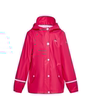 Die Regenjacke für Kinder ist für Outdoor-Abenteuer konzipiert. Es verfügt über einen Frontverschluss mit dekorativen Druckknöpfen, lange Ärmel mit verstellbaren Bündchen und reflektierende Streifen für bessere Sichtbarkeit. Der Mantel hat zwei Vordertaschen und ein Logo auf der Brust. Die Kapuze bietet zusätzlichen Schutz vor ungünstigen Wetterbedingungen. Diese strapazierfähige Jacke besteht aus 3000 mm wasserdichtem Stoff und verschweißten Nähten und ist perfekt für nasses Wetter. Dieses Produkt ist Teil der Kids-Kollektion.  Regenmantel