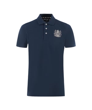 Aquascutum Branded Sleeve Navy Blue Polo Shirt. Experience the sophistication of the Aquascutum brand with this classic Blue polo shirt, featuring a subtly embroidered brand logo. Feel the quality craftsmanship of this timeless piece, offering style and comfort for any occasion. Add some elegance to your wardrobe today!. Embroidered Branding on The Left Chest, Aquascutum London Classic Blue Polo Shirt. 100% Cotton, Regular Fit, Fits True To Size, Button Closure, Union Jack Logo. Check Detail Under The Button Fasten, Short Sleeve, Collar Neck. Style Code: P00423 85