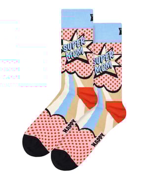 Comic Design Super Mom Novelty Sock by Happy SocksStep into a world of incredible comfort and vivacious style with the Comic Design Super Mom Novelty Socks by Happy Socks. These versatile socks, available in sizes 36-40 and 41-46, perfectly compliment any attire, be it casual or formal, making them a wise addition to your sock collection. Delight in the exceptional comfort these socks offer, a must-have for everyone.Happy Socks have been skillfully designed to bring a spark of joy and life into your daily outfits. They provide a unique blend of comfort and style that adapts to your every occasion, all year round. Made out of a soft and breathable concoction of 86% Cotton, 12% Polyamide, and 2% Elastane, these socks are the ideal fit for comfort.Comic Design Super Mom Novelty Socks come in two captivating colorways and boast a range of benefits. Their distinct comic-inspired Super Mom pattern lends a lighthearted charm to your appearance, while the soft fabric ensures long-lasting comfort. Plus, with the reinforced heel and toe, the durability of these socks is enhanced. So, why not dive into this colourful comfort with the Super Mom Socks - an ultimate choice for premium sock wear.Extra Product Details- Bright and playful design- Made from premium materials- Comic-inspired Super Mom design- Long-lasting and breathable- Suitable for casual and formal settings- Available in sizes 36-40 and 41-46