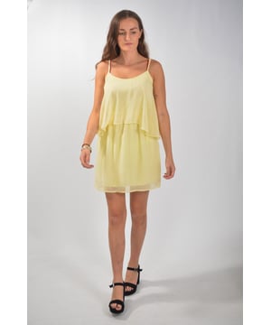This Floaty Overlay Strappy Dress is the perfect year round party dress for that last minute occasion when you're not sure what to wear. Dress down with flats for the ultra cool look or dress up with heels.

100% Polyester
Soft chiffon fabric - lined
Mesh Inset Drapey Crepe
Sizing is As Expected
Length 31" Shoulder to Hem