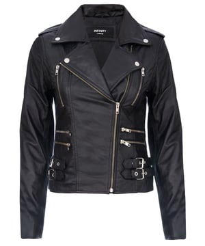 Introducing our best-selling double-breasted biker jacket, a true epitome of style and functionality. Crafted with precision, this jacket is designed to enhance your wardrobe with its sleek features and silhouette, ensuring you stand out effortlessly. Here's why it's a must-have:  
Distinctly Stylish: The jacket's sleek design creates a distinct and fashionable appearance that's perfect for any occasion.
 
Ample Storage: Featuring multiple zip pockets on the front, this jacket not only adds character but also provides extra storage for your essentials.
 
Flamboyant Details: The wide notched lapel and shoulder epaulettes add a touch of flamboyance, fastened down securely with press studs for a polished look.
 
Tailored Fit: Buckle tabs at the hips allow for a comfortable, tapered fit, accentuating your silhouette, complemented by the jacket's slim design. Color Variety: Available in a wide array of colors, you can choose the one that matches your personal style.  Crafted from 100% premium ultra-soft nappa leather and lined with a premium polyester blend, this jacket offers both luxury and comfort. With an off-centered YKK zip fastening, this jacket is as functional as it is stylish, making it a versatile addition to your wardrobe