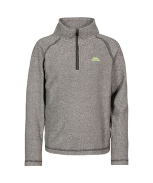 Gestreiftes kationisches Mikrovlies. Anti-Pilzbildung. Gebürstete Rückseite. Halber Reißverschluss am Hals. Kontrastfarbene Besätze. 100% Polyester.