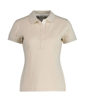 Klassisches, unifarbenes Poloshirt von der Marke GANT. Pique-Baumwoll-Qualität mit Stretch-Anteil. Kontrastfarbig unterlegte Knopfleiste und Logo-Stickerei auf der Brust.