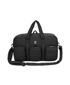 The ultimate carry companion, perfect for every day wear. Featuring a full-length zip top opening and 3 large side pockets, the Harring Padded Triple Holdall is spacious enough for any short or long trip away. Features a detatchable padded shoulder strap. Features: , Padded lightweight nylon, Water resistant, 15 inch padded laptop sleeve - Fits Apple MacBook Pro 16 inch, Grab handle carry straps, Removable padded shoulder strap allowing crossbody styling, Zip top opening to main compartment, ARTSAC screen printed logo, Triple front zip pocket with loops, Internal zip pocket, 2 Internal mobile phone slip pockets - Fits normal and plus size smart phones, 3 Internal pen slip pockets, External rear zip pocket Style Ref: 52010 BLACK