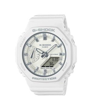 This Casio G-shock Analogue-Digital Watch for Women is the perfect timepiece to wear or to gift. It's White 42 mm Round case combined with the comfortable White Plastic watch band will ensure you enjoy this stunning timepiece without any compromise. Operated by a high quality Quartz movement and water resistant to 20 bars, your watch will keep ticking. Fashionable Sporty Design, Perfect for all kind of sports, indoor and outdoor activities or daily use -The watch has a calendar function: Day-Date, Stop Watch, Timer, Worldtime, Alarm,Light High quality 21 cm length and 22 mm width White Plastic strap with a Buckle Case diameter: 42 mm,case thickness: 11 mm, case colour: White and dial colour: White