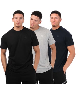Mens DKNY 3 Pack Embroidered Logo T- Shirt in black silver.- Crew neckline.- Short sleeves.- Lightweight  breathable  moisture-wicking.- Regular fit.- 60% Cotton  40% Polyester. - Ref: DKS0049MULTI