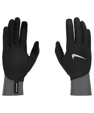 48% Nylon, 39% Polyester, 13% Spandex. Gewebetechnik: Feuchtigkeitsabweisend, Therma-Fit. Marke: Nike. Gewebe: Mittelschwer. Anziehlasche, Fingerspitzen für Touchscreen.