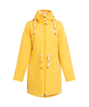 Geen vulling  Overtuig jezelf van deze sportieve, chique softshell jas van Schmuddelwedda. Het model is ademend, wind- en waterafstotend en scoort met een stijlvolle lengte die goed over het zitvlak valt en met een tailleband tot aan het figuur kan worden opgetrokken. Bijzonder opmerkelijk zijn de twee praktische zakken en de vele liefdevol doordachte details zoals de voor Schmuddelwedda typische koorden, borduursels, reliëfoogjes en koordstoppers.  softshell jas