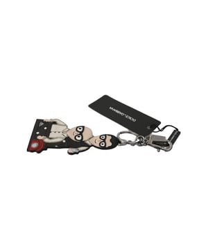Stunning Dolce & Gabbana Keychain/Keyring
  100% Authentic and brand new with tags
  Color: Silver beige black
  Material: Brass chain and clasp leather applique
  Chain with DG logo badge
  Keyring attachment
  Logo details and logo engraved metal hardware
  Made in Italy