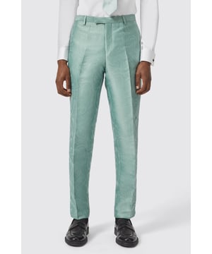 Level up your formalwear in the Gordimer suit from Twisted Tailor. This beautiful sage green suit features an all-over swirl jacquard, perfect for partying in. These slim fit, flat front trousers feature slanted front pockets and belt loops. Wear this 2 piece to your next event with a tonal tie and a fresh white shirt and hit all the right notes.