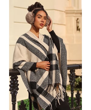- Check print - Tassel finish - Cape style - One size - Always check the care wash label - Cool hand wash with mild detergent