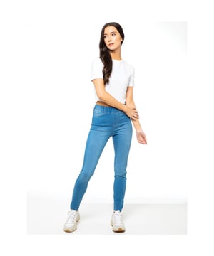 Enzo Womens Skinny Jeggings. Made from premium stretch material fabric for a comfort fit and unrestricted movement. Featuring 2 Back Pockets Belt Loops And Elasticated Waist For Comfort. Ideal for Casual Or Workwear