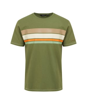 100% Baumwolle. Gewebetechnik: Atmungsaktiv. Gewebe: Coolweave, Single Jersey, Slub, Weiche Haptik. Design: Kontrast Detail, Grafikdruck, Logo, Mit Streifendetail. Seitliche Schlitze. GSM (Gramm pro Quadratmeter): 180. Rundhalsausschnitt. Kurzärmlig. Nachhaltigkeit: nachhaltige Materialien. S: 96,52 cm. M: 102 cm. L: 107 cm. XL: 112 cm. XXL: 121,92 cm. 3XL: 129,54 cm.