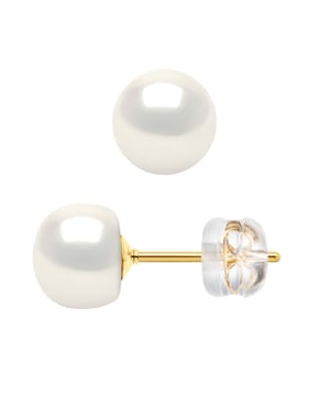 Oorbellen - Stud Oorbellen - True gekweekte parels Zoetwater 6-7mm Buttons - Kwaliteit AAAA + - Colori NATURAL WHITE - System Kinderwagens en SILICONOR Captive-allergeen - Yellow Gold 375 duizendste - Gepatenteerde System Security - 2 jaar garantie tegen elke fabricagefout - Geleverd in hun presentatie geval met een certificaat van echtheid en een Internationale Garantie - Al onze juwelen zijn gemaakt in Frankrijk.