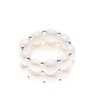 Ring 2 Reihen – HANDGEFERTIGT – aus echten Süßwasserperlen – FARBE NATÜRLICH WEISS – 4 mm – Größe verstellbar von 48 bis 62 – Lieferung mit Echtheitszertifikat und internationaler Garantie – HERGESTELLT IN FRANKREICH