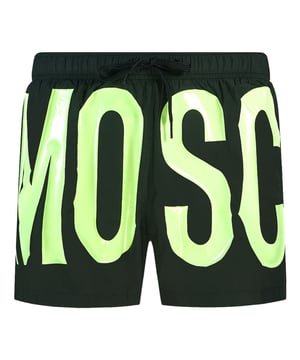Moschino Large Yellow Logo Black Shorts. Moschino Large Yellow Logo Black Shorts. Elasticated Waistband. 100% Polyester. Wrap Around Logo Design. Product Code - 5B61445989 5026