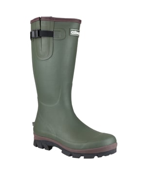 Grange Neopren-Wellington-Stiefel für Herren. Obermaterial aus wasserdichtem Gummi. Griffige Sohle. Verstellbarer Schnallenriemen über dem Zwickel zur Anpassung an alle Beingrößen. Neopren-Futter. Gepolsterte Innensohle.