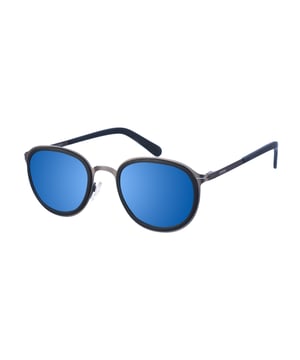 Gafas de sol Kypers con montura de metílica.
Color Gun-gris.
Forma ovalada.
Lentes de color Gris azulado.
Patillas metálicas con acabado en acetato, con el nombre de la marca grabado.
100% Protección UV. 
Cristales antirreflejo.
Incluye una funda de tela de protección.

Medidas:  Alto lente: 44 mm
Ancho lente: 47 mm.
Puente: 21 mm.
Patillas: 138 mm.

Limpieza y manutención:
-Limpiar las gafas con agua y jabón (neutro).
- No utilice paños sucios o abrasivos, que puedan alterar las características de los filtros.
- Utilice solo accesorios y repuestos originales.