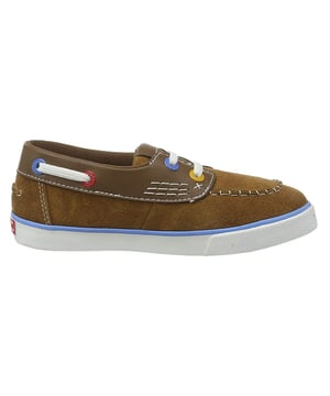Kickers Tovni Boat Slip-On Brown Suede Leather Kids Shoes 115794