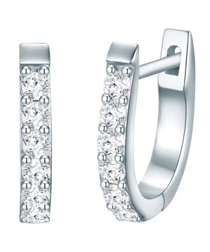 Glittering creoles are a must -have for every jewelry box - like these earrings of the Trilani label. The timeless design scores with a modern oval form. Made of 925 sterling silver and with a rhodium line, the earrings keep their cool silver gloss for a long time. Eyecatcher is the lush trim with zirconia crystals, whose diamond grinding ensures an enchanting sparkle on your earlobes. These creoles have what it takes to have an every-day piece, whether for an office look or in your free time. Practical folding lock offers the best comfort and simplifies it.