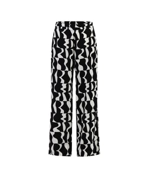 Futter: kein Futter/no lining  Die elegante Stoffhose von DreiMaster Klassik besticht durch einen kunstvollen grafischen Print. Das leger geschnittene Modell ist aus einem unkomplizierten Material gefertigt, verfügt über einen betonten Bund sowie über einen seitlichen Reißverschluss. Die weiten und extralangen Beine strecken die Figur uns sehen mit hohen Schuhen besonders schick aus.  Stoffhose