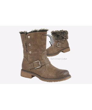 Two boots for the price of one, these Cipriate Andreana women's boots are a stylish choice with a collar that folds up or down for two distinct looks. A faux fur collar adds comfort and warmth, whilst a memory foam footbed keeps feet in sumptuous comfort.
- PU upper
- Faux fur lining
- Memory foam footbed
- Buckle detailing
- Stud closure
- Durable TPR Sole