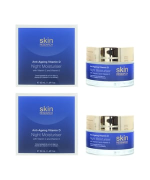Skin Research Anti-Ageing Vitamin D Night Moisturiser is a potent and rejuvenating skincare product meticulously crafted to combat the signs of aging while you sleep. Infused with high-quality Vitamin D, a crucial nutrient known for its role in supporting skin health, this night moisturiser delivers a surge of nourishment, leaving the skin revitalised, supple, and deeply hydrated. The rich, velvety texture of this night moisturiser envelops the skin, creating a cocoon of intensive hydration. It penetrates deeply to infuse essential nutrients, encouraging the skin's natural regeneration process. This helps to promote a smoother, firmer, and more radiant complexion. Vitamin D is a powerful antioxidant that supports the skin's natural defense against environmental stressors and helps maintain a youthful, healthy appearance. By replenishing Vitamin D levels in the skin, this night moisturiser aids in preserving a radiant, resilient complexion. In addition to its Vitamin D content, this night moisturiser is enriched with a blend of natural botanical extracts and skin-loving ingredients, providing additional antioxidant protection and supporting the skin's natural barrier function. It creates a shield against daily aggressors, helping to defend the skin from the signs of premature aging. This moisturiser is suitable for all skin types and is an essential component of any comprehensive skincare regimen.