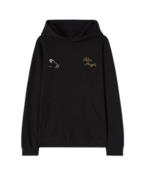 Hoodie met Palm Angels-logo, Palm Angels Paris-logo-branding, kangoeroezak, elastische manchetten en zoom, 100% katoen, gemaakt in Portugal, zwarte hoodie